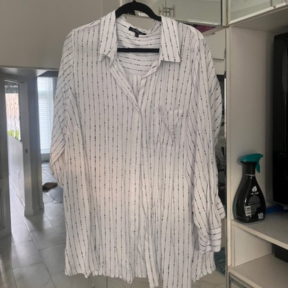 VELVET HEART White + Black Buttondown Shirt (3X) (NWOT)